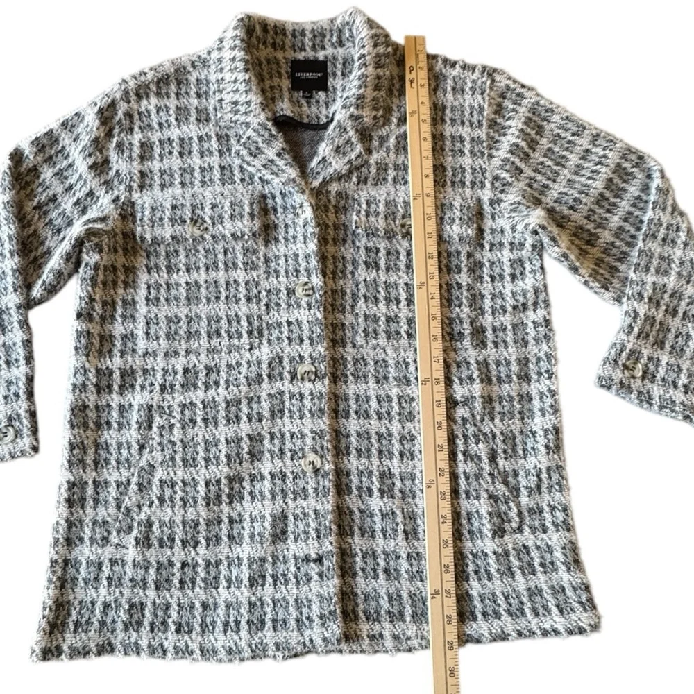 Liverpool Heather Houndstooth Fuzzy Button Front Boxy Jacket Women's Large - Picture 10 of 16